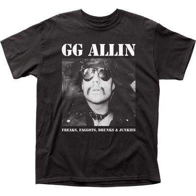 GG Allin Freaks Drunks Mens T Shirt Rock and Roll Music Classic Band Tee Black