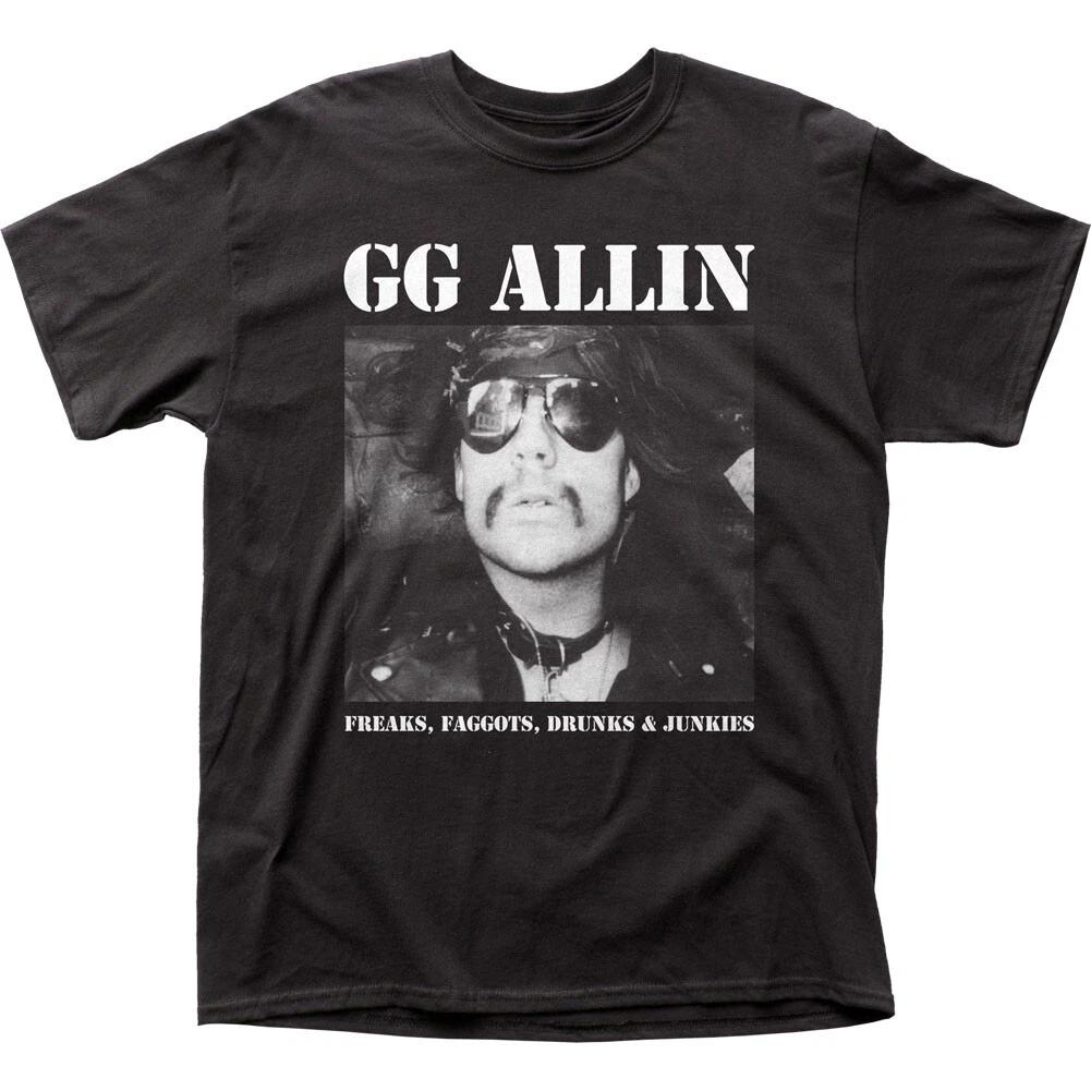 

GG Allin Freaks Drunks Мужская футболка Рок-н-ролл Музыка Классическая футболка группы Черная 2XL