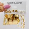 French Retro Pearl Circle Stud Earring Set - 6 Pieces for Women