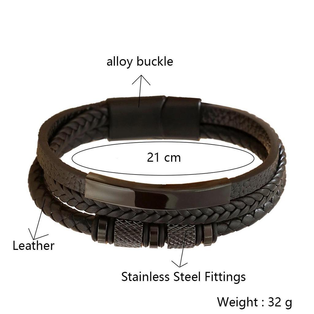 Men's Stylish Woven Leather Bracelet with Magnetic Clasp
