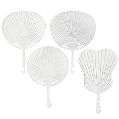 10-Piece White Plastic Creative Durable Japanese Fan Uchiwa Diy Kit Fan Framework For Crafts Hand Fan Making