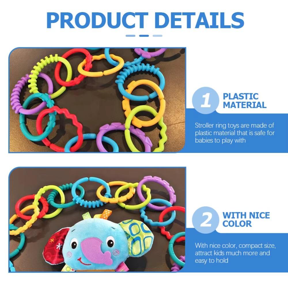 10PCS Smooth Surface Rainbow Hanging Ring Stroller Attachment Babies And Toddlers Stroller