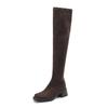 Autumn and winter women's suede over-knee boots medium heel large size women's boots square heel square head comfortable Korean version rubbe