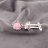 Natural Pink Cat's Eye Gemstone 925 Sterling Silver Jewelry Handmade Cufflinks CL-3-25