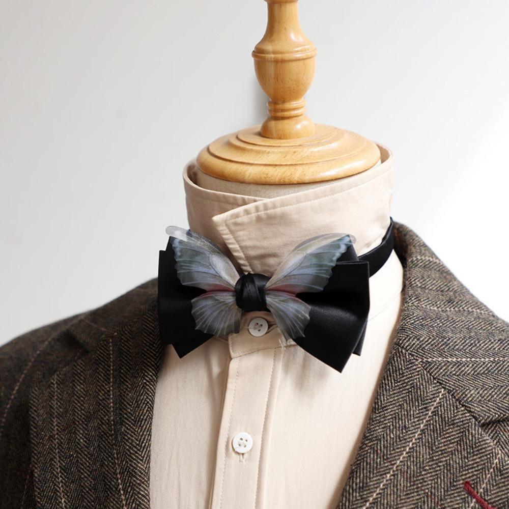 Adjustable Men Necktie Solid Color Bridegroom Groomsman Cravat Fashion Butterfly Bow Tie  Shirt