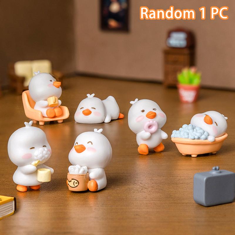 1Pc Kids Gift Cute Duck Figurines Miniature Craft Ornament Micro Landscape Kawaii Desk Car Interior Accessories Home Decoration