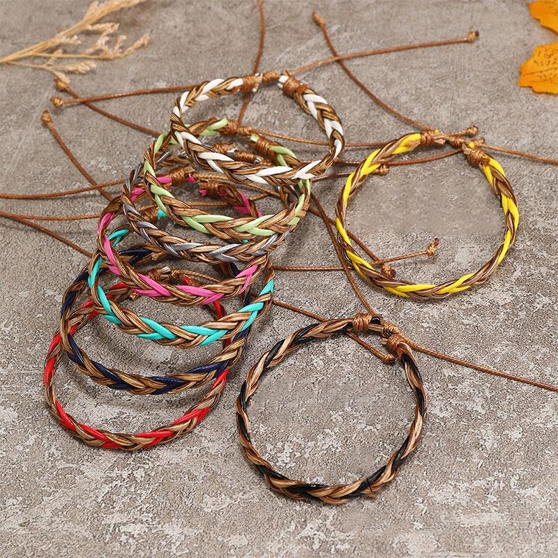 Pu Boho Chic Leather Woven Hand Bracelet Retro Womens Christmas Gift Jewelry