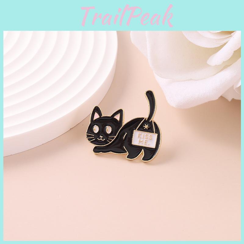 Charming Black Cat Animal Brooch Pin Whimsical Cartoon Style Perfect For Cat Lovers
