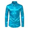Camicia da uomo lucida in raso a maniche lunghe 2026 - Stile trendy da discoteca per primavera/autunno.