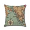 Sea Style Cushion Cover Ship World Map Anchor Linen Decorative Pillowcase For Car Sofa Pillow Case Funda De Almohada Zt167