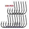 100pc/lot Fishing Hooks Double Bait Holder Barbed Fishhooks Long Shank Carbon Steel Sharp Fishhook Beach and Live Bait Fishhooks