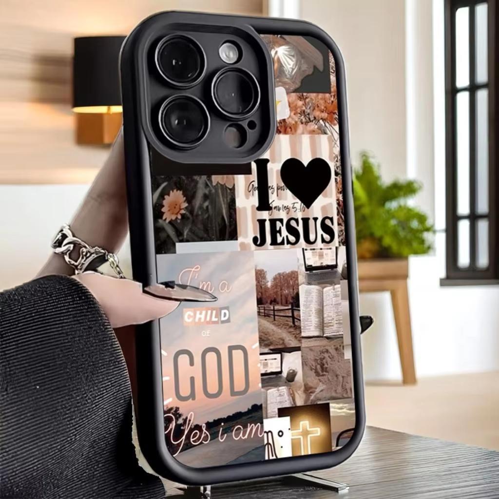 Jesus Collage Pattern Thick Shockproof Phone Case For iPhone 17 Air 16 e 15 14 13 12 11 Pro Max Plus Mini SE Soft Bumper Cover