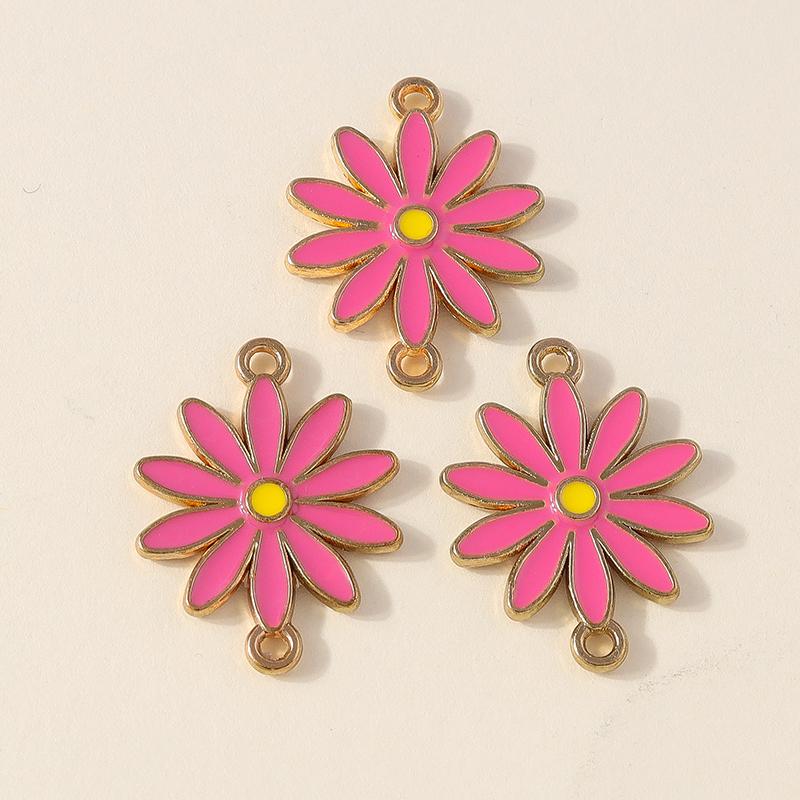 Leslie 10 Stück Bunte Doppel Loch Gänseblümchen Anhänger Für Schmuckherstellung Armband Halskette DIY Schlüsselanhänger Anhänger
