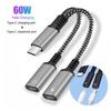 30w Type C Splitter To Dual Type USB C Headphone Jack Audio Adapter Fast Charging Connector For Samsung IPhone 2 In 1 K7N8
