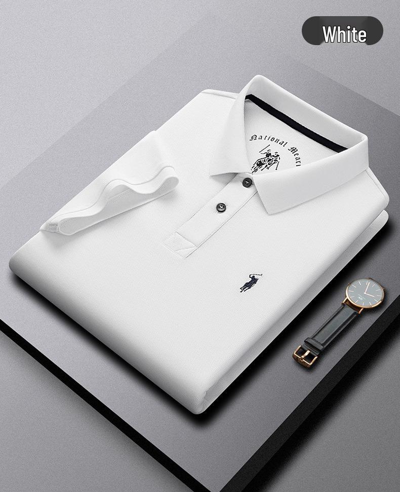 Mercerized Cotton Polo Shirt: Men's Summer Short Sleeve with Small Pony Logo