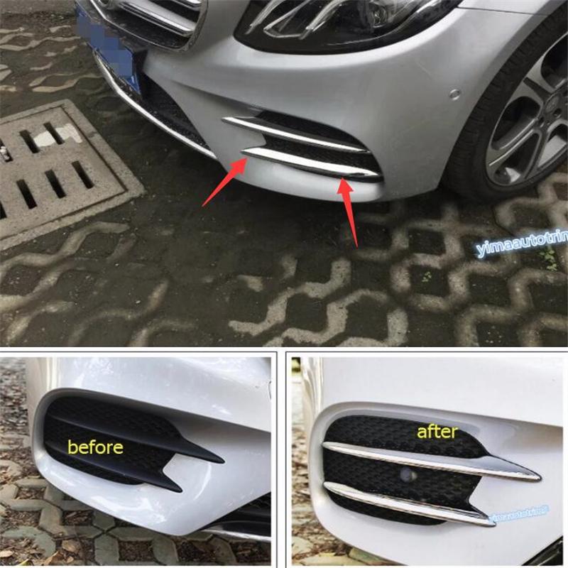 For Mercedes Benz E Class W213 Sport E260 E300 2016 2017 2018 Car Accessories Front Fog Lamp Strips Trim Cover Carbon Fiber