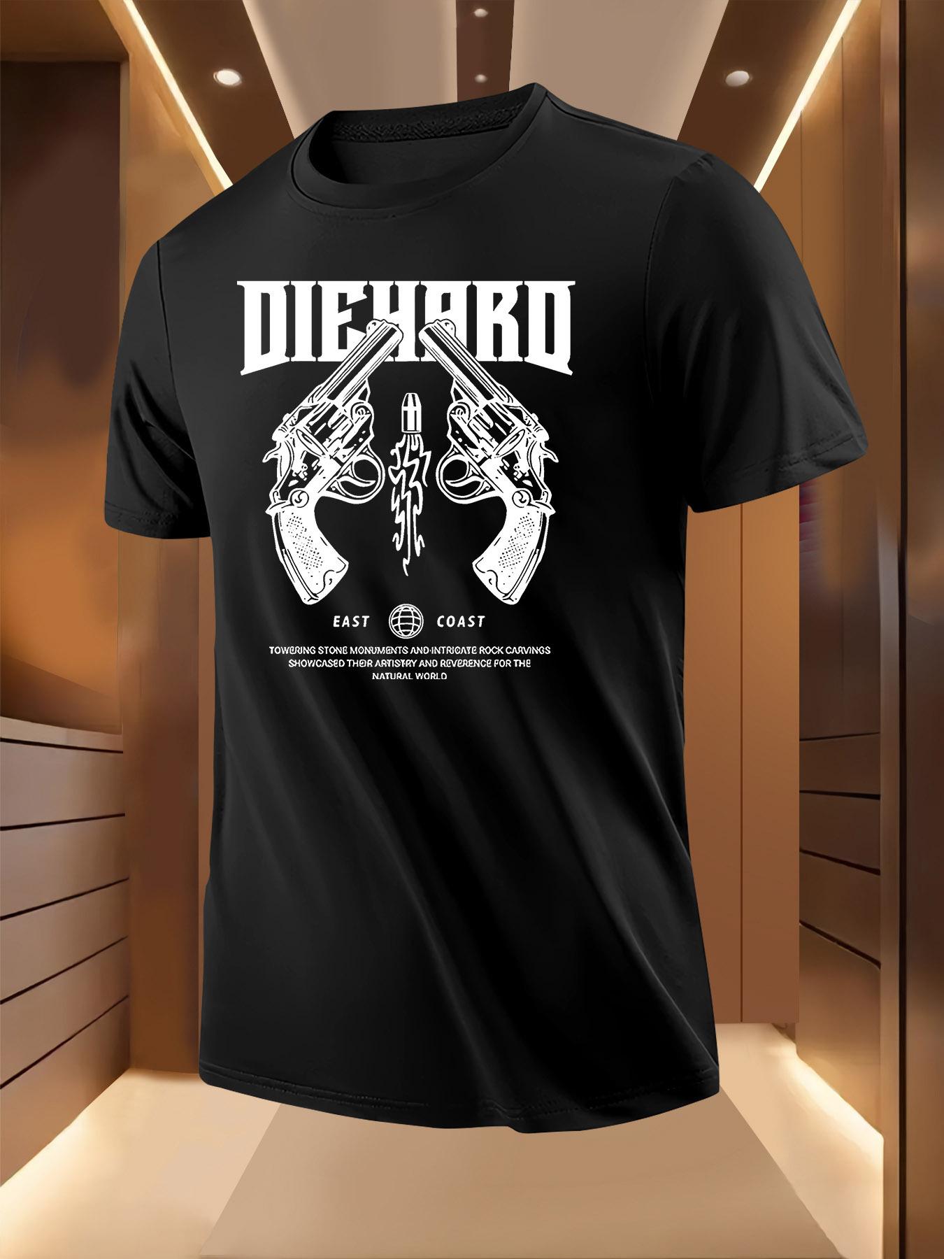 Graphic Tshirt - Crossed Revolvers DIEHARD Print Design S
