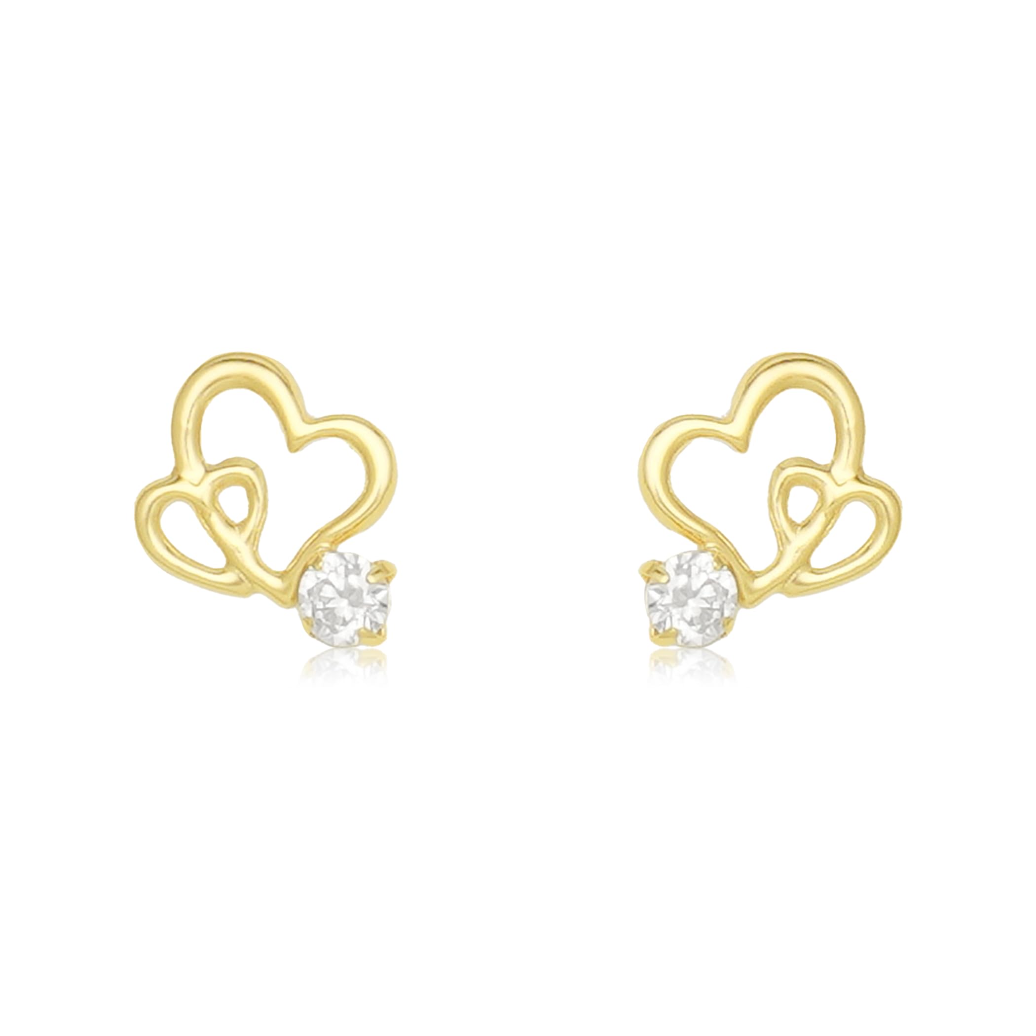 

ESTELLE [Official] Women s K10 Yellow Gold Earrings with Cubic Zirconia and Heart Motif, 0222-9397-0019-0000