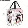 Cherry Blossom Kokeshi Doll Insulated Lunch Bag - Reusable Thermal Cooler Bento Box with Cute Sakura Design