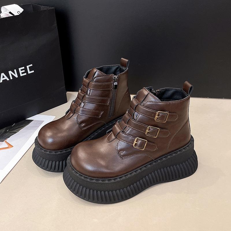 Retro Martin boots women's new autumn and winter new versatile short boots thick-soled trendy cool single boots black