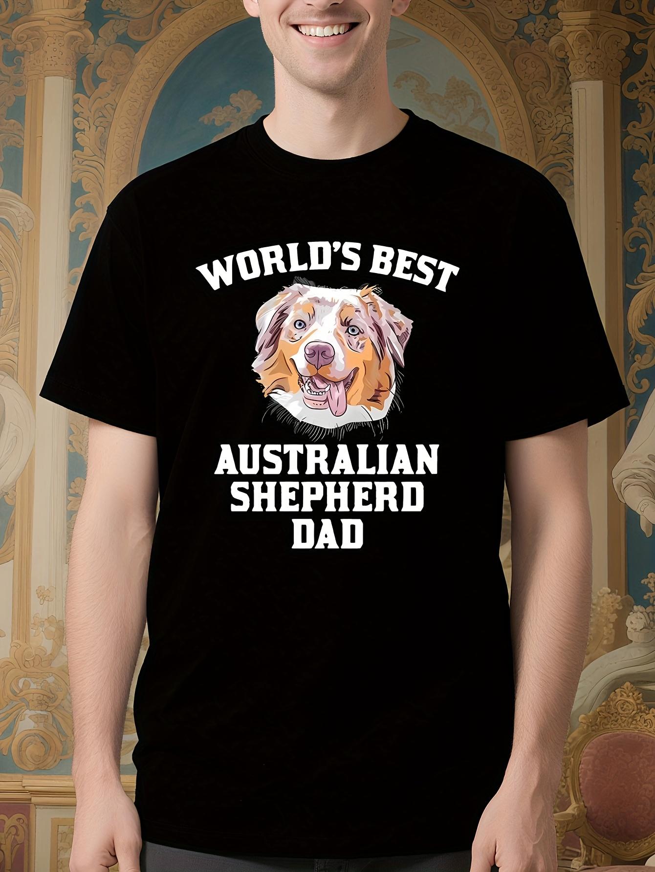 Really Awesome Australian Shepherd Dad Tshirt - Black wit... L