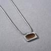 Maillard Simple And Exquisite High-End Metal Copper-Plated Platinum Inlaid Tiger'S Eye Pendant, Collarbone Chain, Sweet And Cool Wind Necklace.