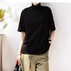 Women's Turtleneck Short Sleeve Tee Loose Fit Casual Basic Top Solid Color Summer Daily Wear