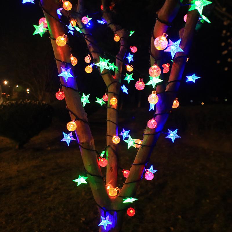 Guirlande Lumineuse Boule de Cristal Solaire Guirlande Lumineuse Étanche Extérieure pour Jardin Arbre Décorations de Fête Noël
