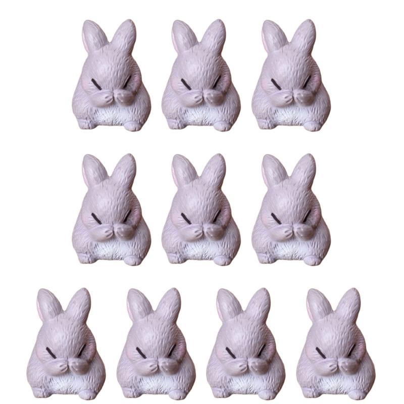 10Pcs Miniature Rabbit Figurines Resin Animal Statues Perfectly for Easter Decorations and Birthday Cake Toppers