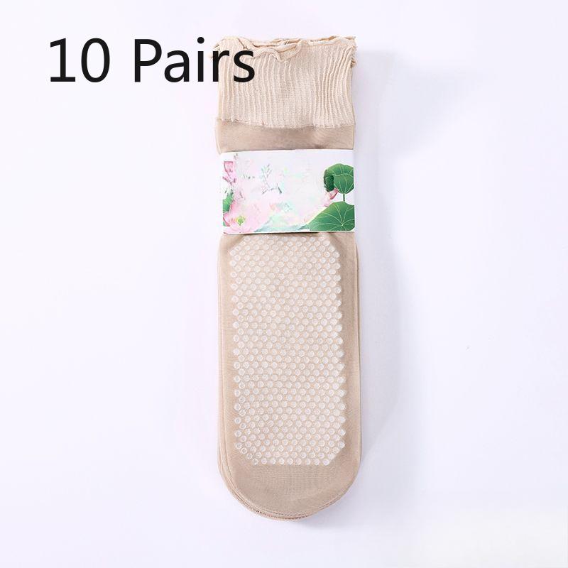 

10 пар женских весенне-летних хлопковых носков с впитывающим пот низом, нескользящих, с широким верхом, с лотосовым кружевом 10 pairs телесный
