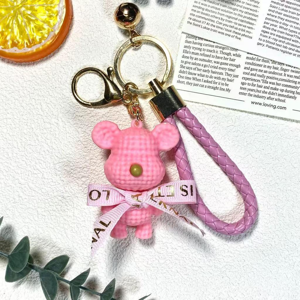Trendy Woolen Bear 3D Keychain Pendant for Girls' Schoolbags & Backpacks