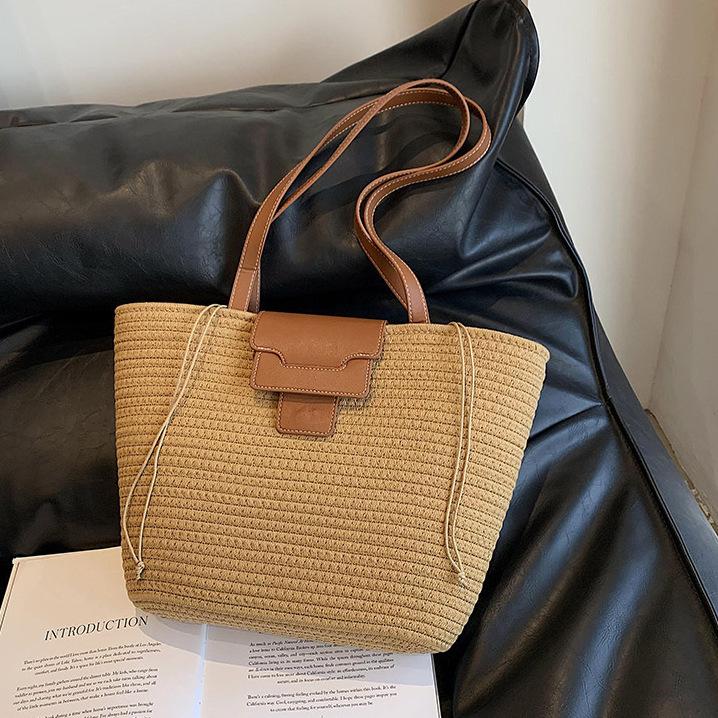 

Соломенная сумка большой вместимости, сумка через плечо, большая сумка, сумка-ведро