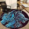 1PC Wolf Dragon Head Office Round Rug, Non slip, Soft and Durable Office Rug for Interior Decoration, Perfect for Office