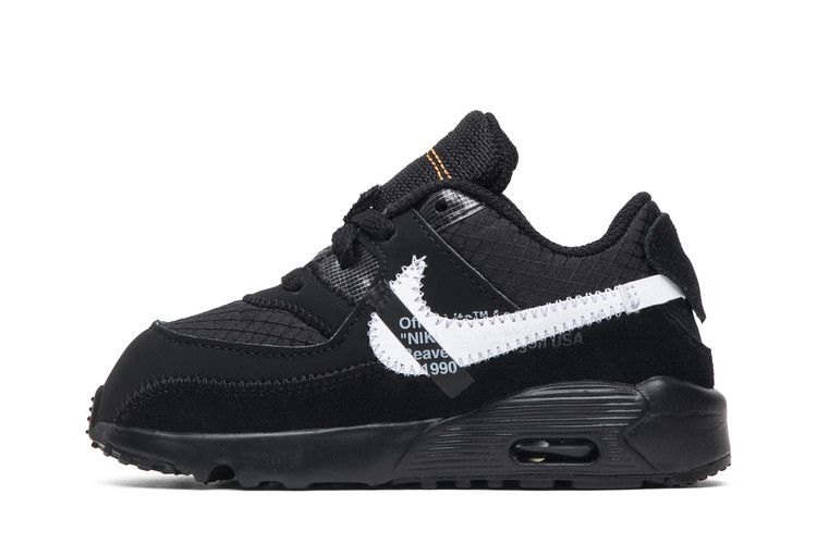 Kids' Sneakers Nike Air Max 90 Off-White Black (TD) Black/White-Cone-Black