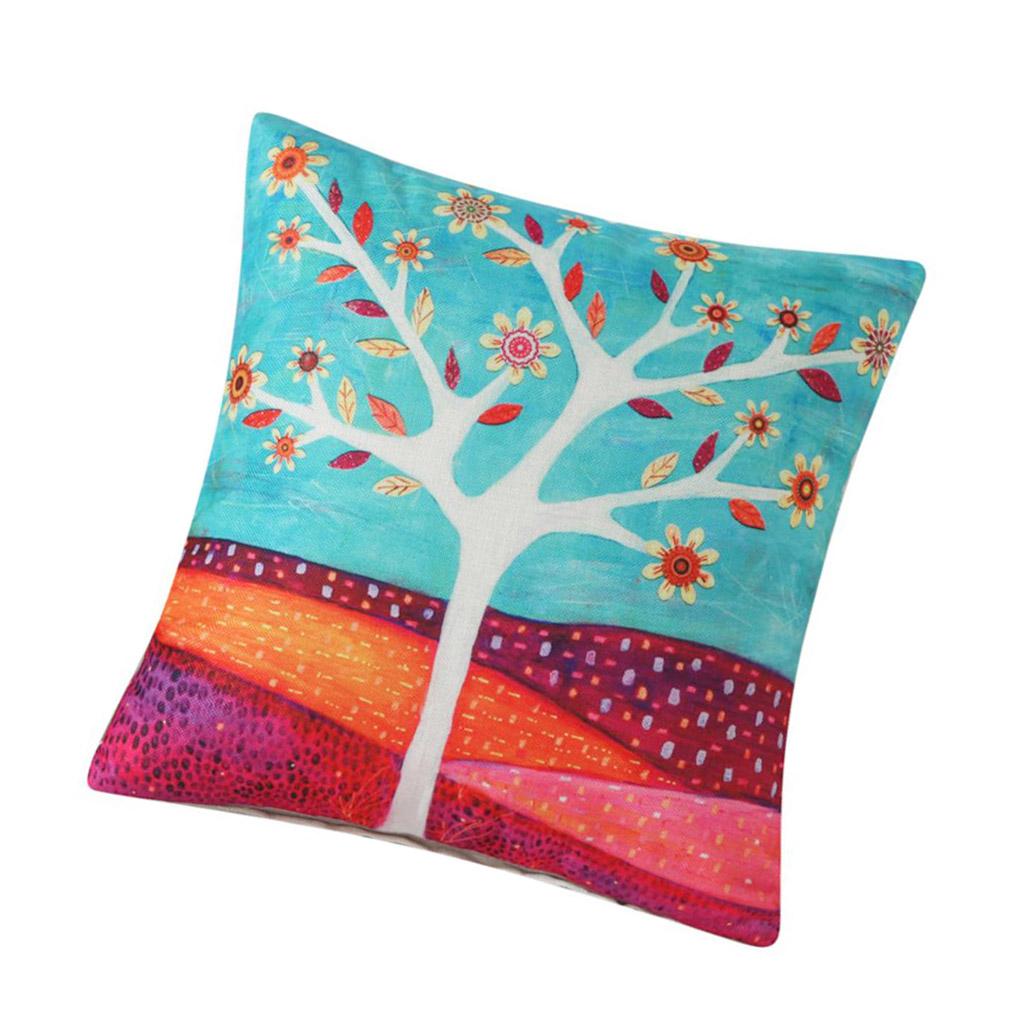 Tree Pattern Pillowcase Home Office Throw Pillow Cover Cotton-linen Cushion Printed Cover