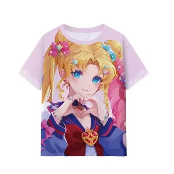 Sailor Moon Anime Kids Short Sleeve Tee 3D Full Print Comfort Top for Outdoor Daily Wear