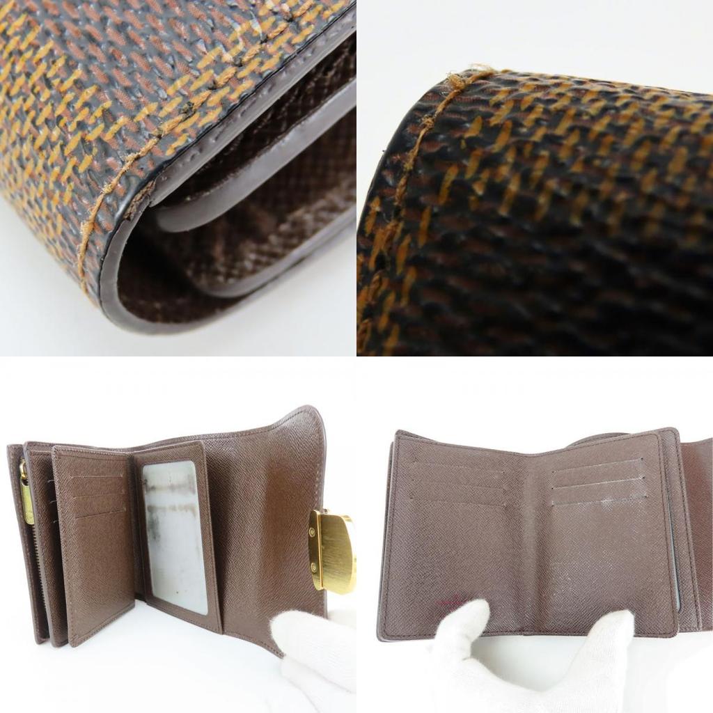 Used LOUIS VUITTON Tri-fold wallet Portefeuille Joy N60034 Damier Ebene Brown Classic