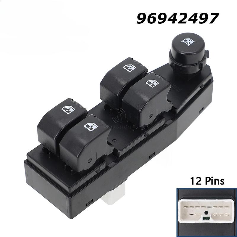 

96942497 Front Left Driver Master Power Window Switch Glass Button For Chevrolet Chevy Spark EV WVE BY NTK 2013-2016