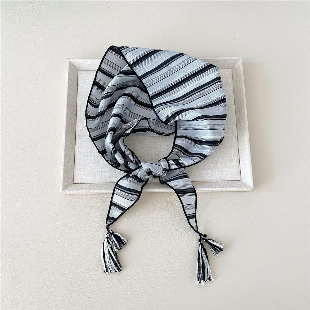 57X57CM Triangle Bandana Scarf Hanging-strap Striped Triangle Scarf Versatile Small Hair Scarf Kerchief for Girls