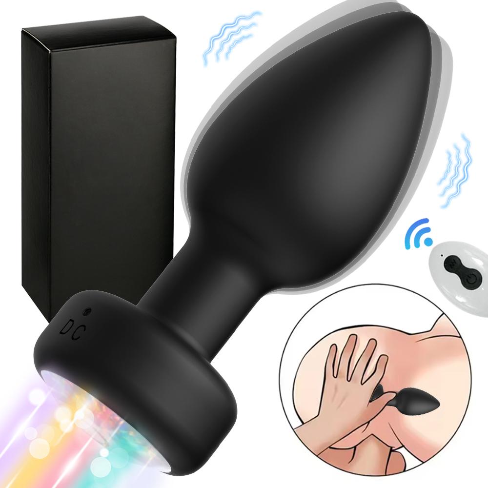 Remote Control&Fingerprint Control Color Light Anal Vibrator Butt Plug Men Prostate Massager Stimulator Adult Sex Toys for Women