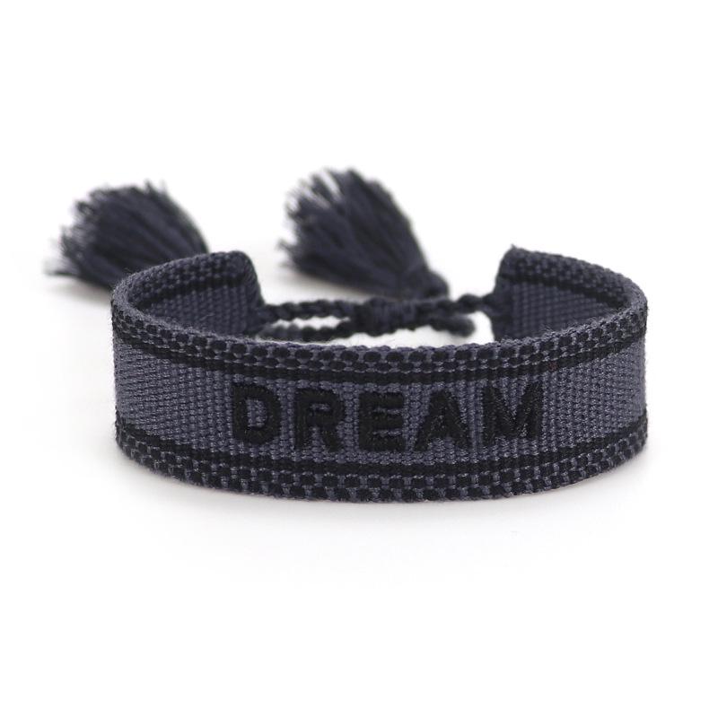 Handmade European Style Embroidered Love Bracelet with Tassels for Girls