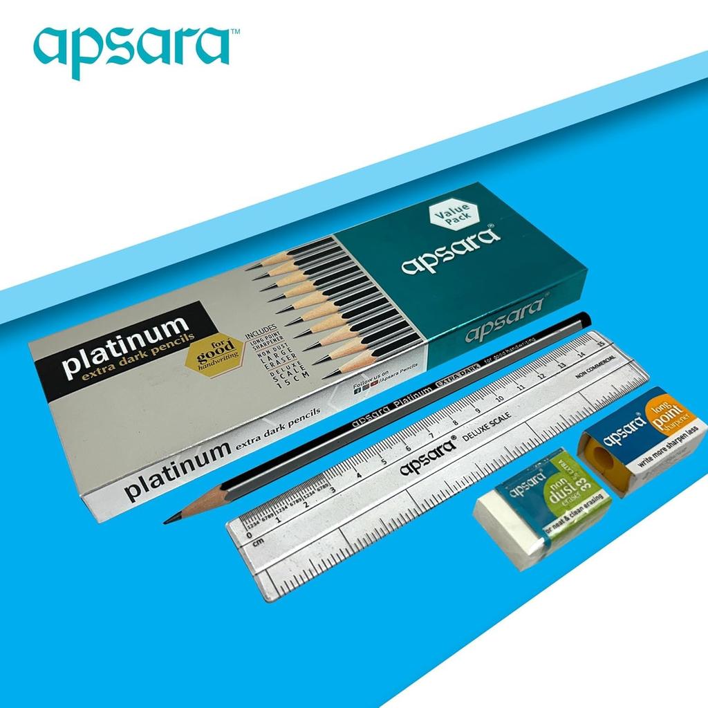 Apsara Platinum Pencil Value Pack Of 20 Extra Dark Lead Soft Wood School Writing Set For Students Academic Use
