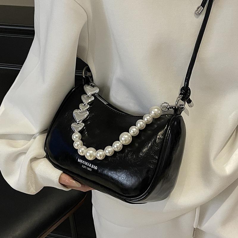 Premium Pearl Chain Underarm Bag Women's Niche Fashion Versatile Simple Style Messenger Bag