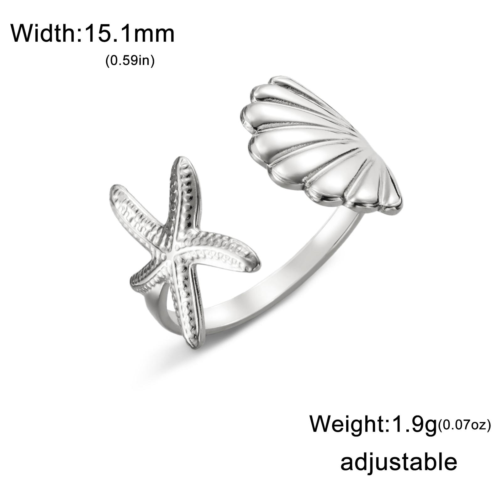 

Adjustable Shell Starfish Rings for Women Stainless Steel Summer Beach Jewelry Gold Color Open Finger Rings 2026 Trendy Adjustable