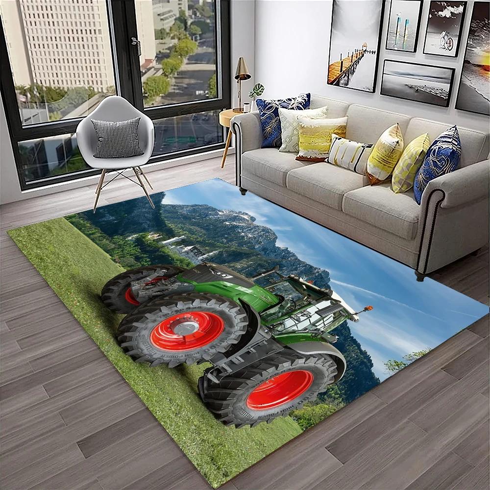 3D Retro Auto Traktor LKW Serie Teppich für Zuhause Wohnzimmer Schlafzimmer Sofa Fußmatte Dekor, Kinderzimmer Teppich Rutschfeste Bodenmatte