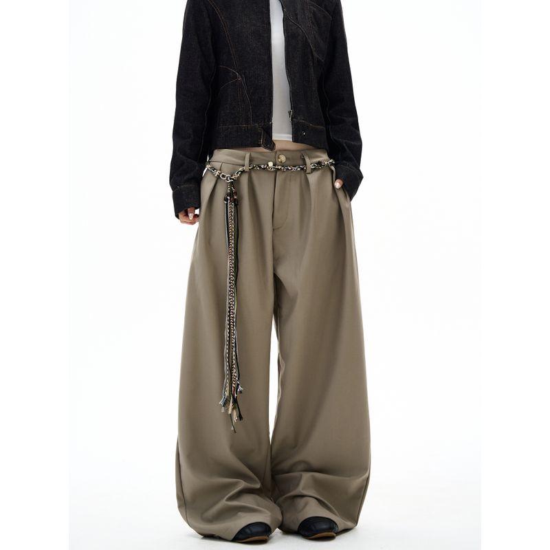Kisko American Retro Pleated Wide-Leg Drapey Floor-Length Casual Dress Pants for Men and Women, Cleanfit High-End Pants