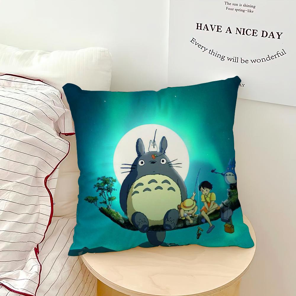 Klassisch Kawaii Niedlicher Kissenbezug Sofa Wohnzimmer Schlafzimmer Kopfteil Rückenlehne Kissen Quadratisches Kissen T-Totoroes Nickerchenzeit