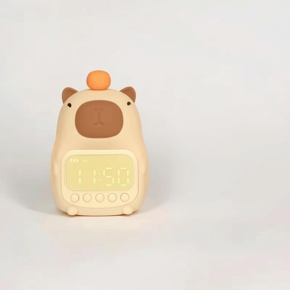 Cartoon Capybara Alarm Clock USB Rechargeable Bedside LED Clock Cute Capybara Night Light  Bedroom