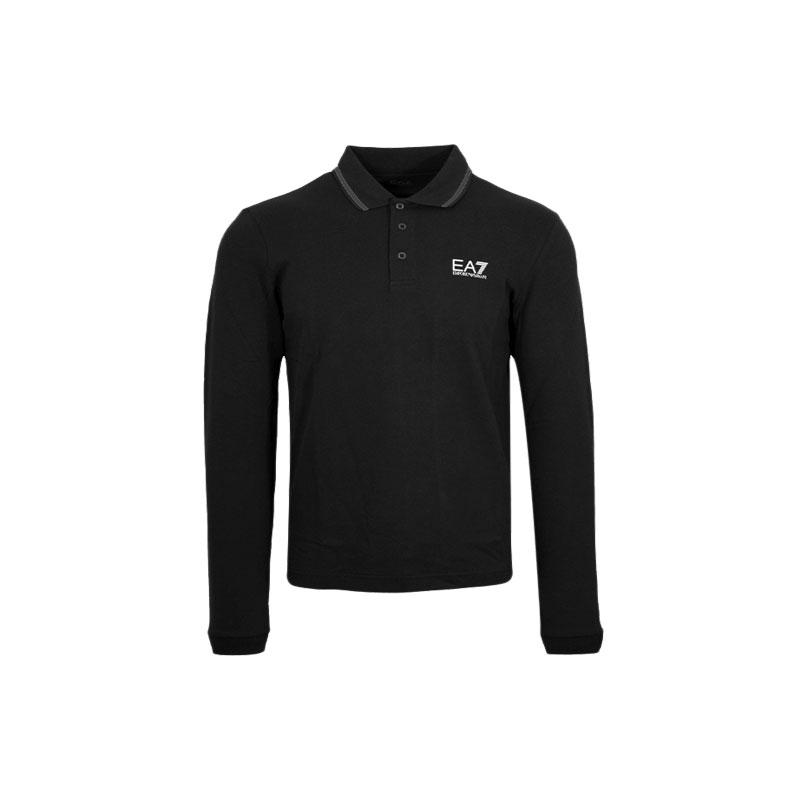 EMPORIO ARMANI EA7 Polo Shirts Men's Black Polo Collar Moderate Straight Fit 8NPF07-J04Z-1200