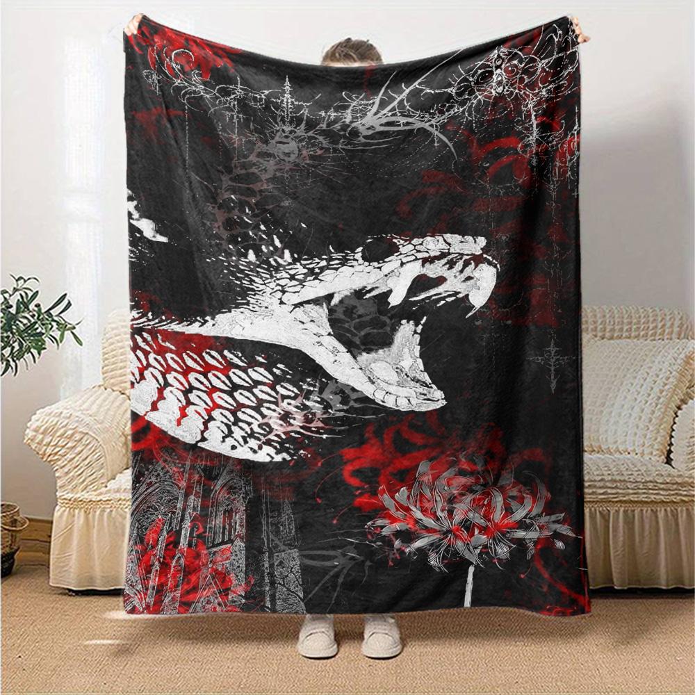 Gotische Schedel Print Flanellen Deken Hoge Kwaliteit Warm Comfortabel Deksel voor Alle Seizoenen Perfect voor Cadeaus Huisdecoratie